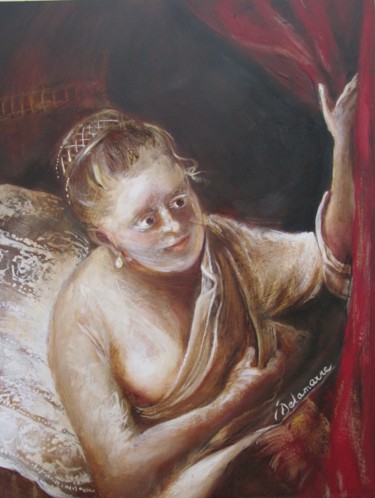 Painting titled "LE DEPART DE L'AMAN…" by Isabelle Delamarre, Original Artwork, Oil