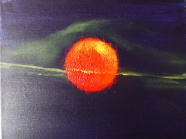 Painting titled "PLANETE ROUGE 18X24" by Isabelle Delamarre, Original Artwork, Acrylic