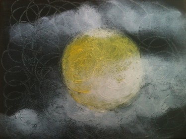 Painting titled "LUNE 18X24" by Isabelle Delamarre, Original Artwork, Acrylic