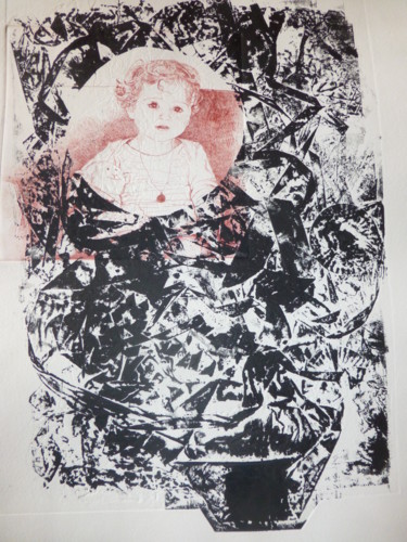 Printmaking titled "LES RUBANS DE NOEL…" by Isabelle Delamarre, Original Artwork