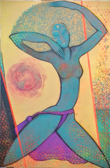 Malerei mit dem Titel "LE FEMININ SACRE 80…" von Isabelle Delamarre, Original-Kunstwerk, Acryl