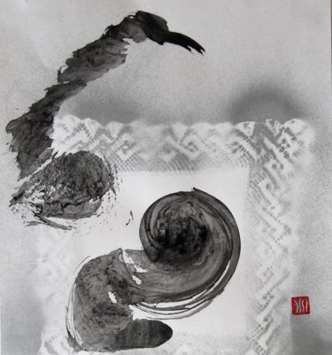 Malerei mit dem Titel "La Basane oblique" von Isabelle Delteil Mc Williams, Original-Kunstwerk, Acryl Auf Karton montiert