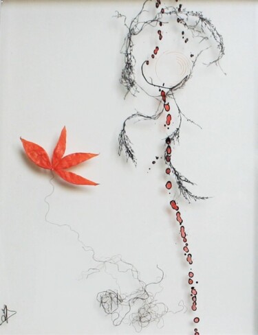 Peinture intitulée "ORANGE" par Isabelle Delteil Mc Williams, Œuvre d'art originale, Encre Monté sur Verre