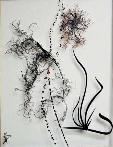 Painting titled "ACCESSOIRE" by Isabelle Delteil Mc Williams, Original Artwork, Ink Mounted on Glass
