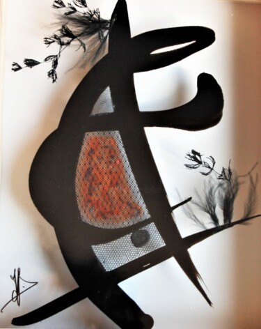 Painting titled "Il Y A" by Isabelle Delteil Mc Williams, Original Artwork, Ink Mounted on Wood Stretcher frame