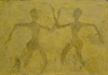 Malerei mit dem Titel "Duo/Duel ?" von Isabelle Delteil Mc Williams, Original-Kunstwerk, Enkaustik