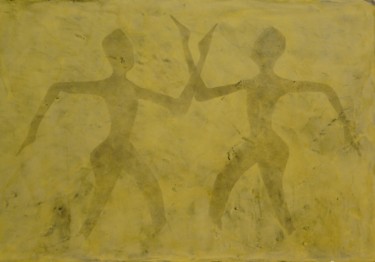 Painting titled "Duo/Duel ?" by Isabelle Delteil Mc Williams, Original Artwork, Encaustic