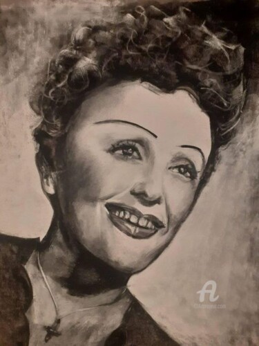 Dibujo titulada "Edith Piaf" por Isabelle Derangere, Obra de arte original, Pastel
