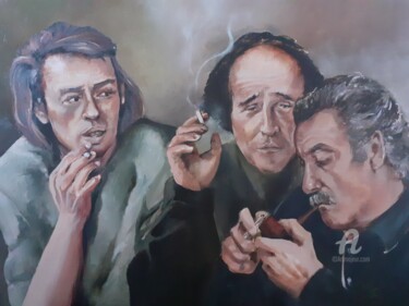 Painting titled "Brel Brassens Férré" by Isabelle Derangere, Original Artwork, Oil