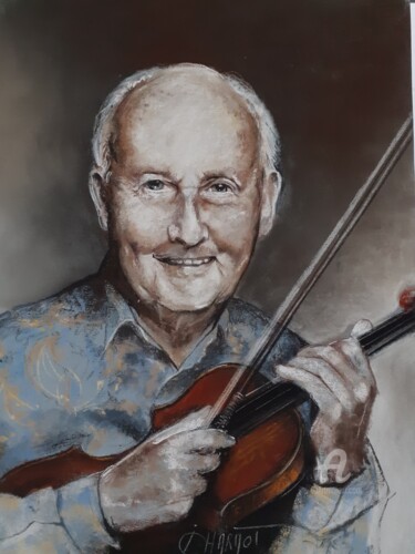 Dessin intitulée "Sréphane Grappelli" par Isabelle Derangere, Œuvre d'art originale, Pastel