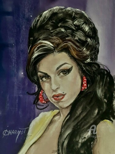 Dibujo titulada "Amy Winehouse" por Isabelle Derangere, Obra de arte original, Pastel