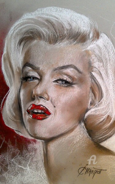 Tekening getiteld "Marilyn Monroe" door Isabelle Derangere, Origineel Kunstwerk, Pastel