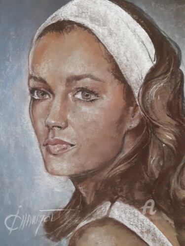 Drawing titled "Romy Schneider" by Isabelle Derangere, Original Artwork, Pastel