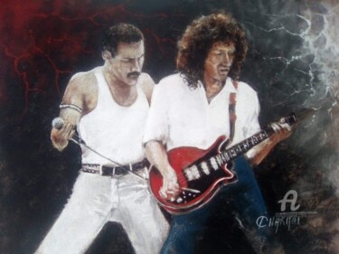 Drawing titled "Freddie Mercury et…" by Isabelle Derangere, Original Artwork, Pastel