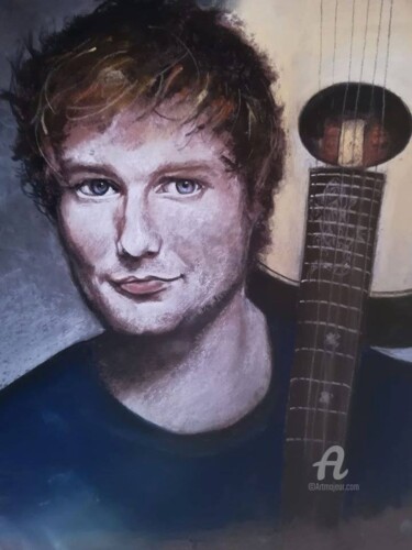 Dessin intitulée "Ed Sheeran" par Isabelle Derangere, Œuvre d'art originale, Pastel