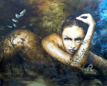 Картина под названием "Offrande" - Isabelle Derangere, Подлинное произведение искусства, Масло