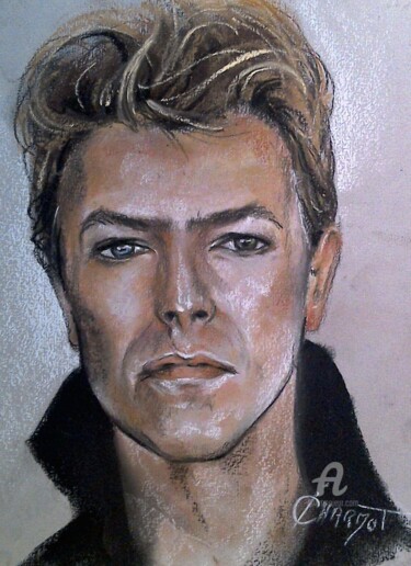 Desenho intitulada "David Bowie" por Isabelle Derangere, Obras de arte originais, Pastel