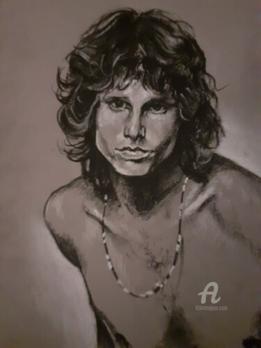 Dessin intitulée "Jim Morrison" par Isabelle Derangere, Œuvre d'art originale, Pastel