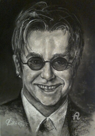 Drawing titled "Elton John" by Isabelle Derangere, Original Artwork, Pastel