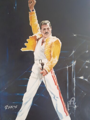 Peinture intitulée "Freddie Mercury en…" par Isabelle Derangere, Œuvre d'art originale, Huile