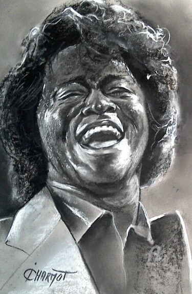 Tekening getiteld "James Brown" door Isabelle Derangere, Origineel Kunstwerk, Pastel