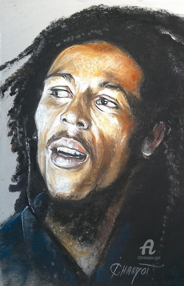 Disegno intitolato "Bob Marley" da Isabelle Derangere, Opera d'arte originale, Pastello