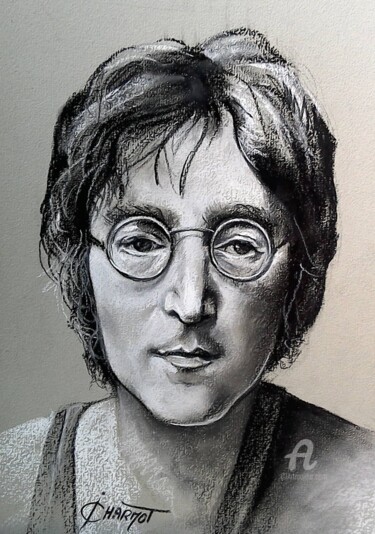 Tekening getiteld "John Lennon" door Isabelle Derangere, Origineel Kunstwerk, Pastel
