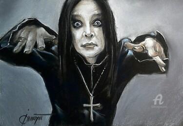Drawing titled "Ozzy Osbourne" by Isabelle Derangere, Original Artwork, Pastel
