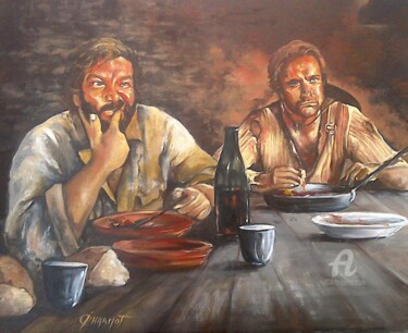 Painting titled "Bud Spencer et Terr…" by Isabelle Derangere, Original Artwork, Oil