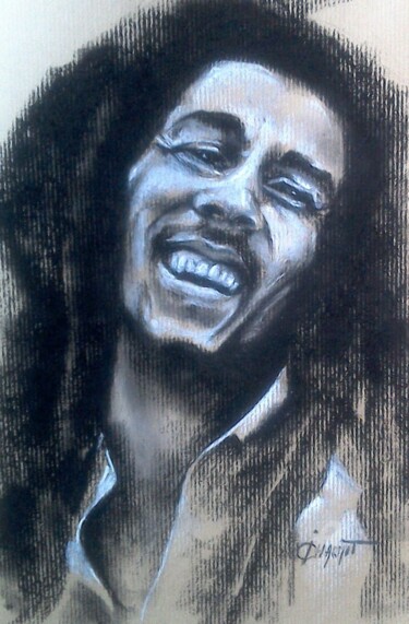 Drawing titled "Bob Marley 2" by Isabelle Derangere, Original Artwork, Pastel