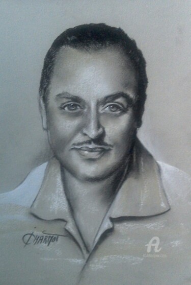 Drawing titled "Dario Moreno" by Isabelle Derangere, Original Artwork, Pastel
