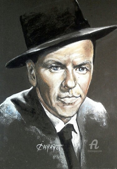 Peinture intitulée "Frank Sinatra" par Isabelle Derangere, Œuvre d'art originale, Pastel