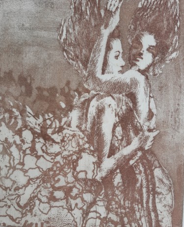 Incisioni, stampe intitolato "Légereté" da Isabelle Desaulty, Opera d'arte originale, Acquaforte