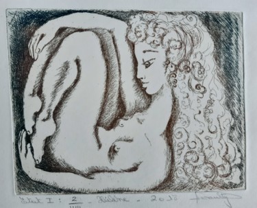 Printmaking titled "Hélène" by Isabelle Desaulty, Original Artwork, Etching