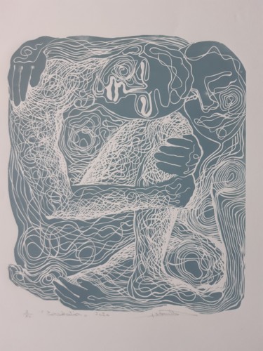 Estampas & grabados titulada "Consolation" por Isabelle Desaulty, Obra de arte original, Linograbados