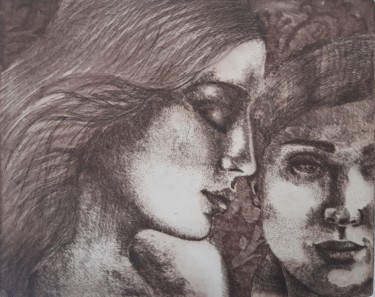 Incisioni, stampe intitolato ""L'une de nous deux"" da Isabelle Desaulty, Opera d'arte originale, Acquaforte