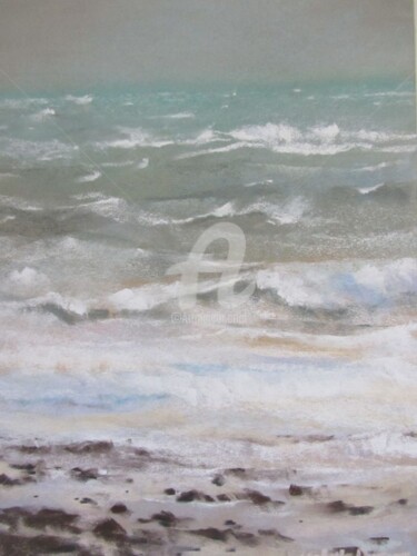 Peinture intitulée "Tempête plage du Vi…" par Isabelle Douzamy, Œuvre d'art originale, Pastel