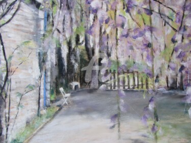 Painting titled "Le jardin" by Isabelle Douzamy, Original Artwork, Pastel