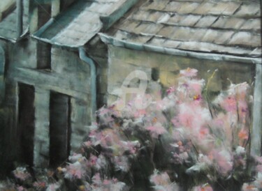 Painting titled "Les toits" by Isabelle Douzamy, Original Artwork, Pastel