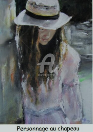 Peinture intitulée "La fille au chapeau" par Isabelle Douzamy, Œuvre d'art originale, Pastel