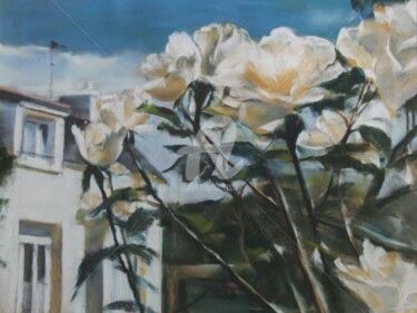 Peinture intitulée "Maison aux rosiers" par Isabelle Douzamy, Œuvre d'art originale, Pastel