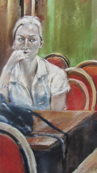 Peinture intitulée "Portrait L’attente" par Isabelle Douzamy, Œuvre d'art originale, Pastel