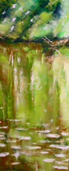 Dessin intitulée "Reflets sur l'étang…" par Isabelle Douzamy, Œuvre d'art originale, Pastel