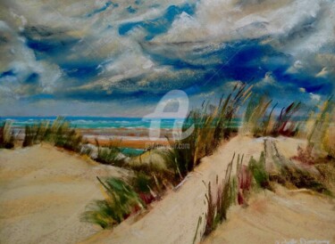 Dessin intitulée "Dunes - Le Touquet-…" par Isabelle Douzamy, Œuvre d'art originale, Pastel