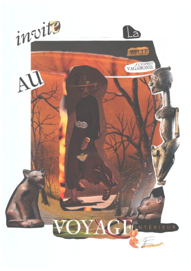 「Le Voyage Immobile」というタイトルのコラージュ Isabelle Flegeauによって, オリジナルのアートワーク, コラージュ