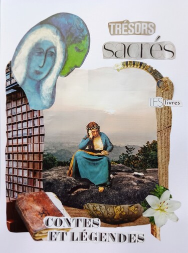 Коллажи под названием "Trésors sacrés" - Isabelle Flegeau, Подлинное произведение искусства, Коллажи