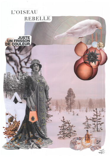 Collages intitulée "L'oiseau rebelle" par Isabelle Flegeau, Œuvre d'art originale, Collages
