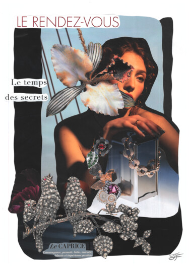 Collages intitulée "Le rendez-vous" par Isabelle Flegeau, Œuvre d'art originale, Collages