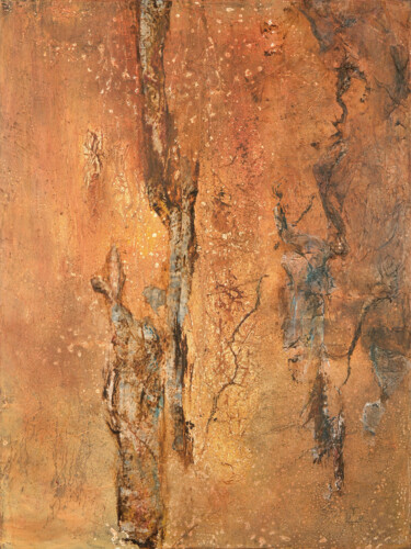 Painting titled "Terre d'ocre" by Isabelle Frossard Corthay, Original Artwork, Acrylic Mounted on Wood Stretcher frame