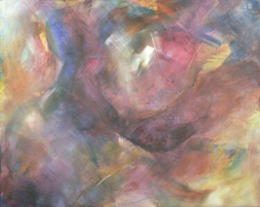 Painting titled "Lueurs diaphanes" by Isabelle Frossard Corthay, Original Artwork, Oil Mounted on Wood Stretcher frame